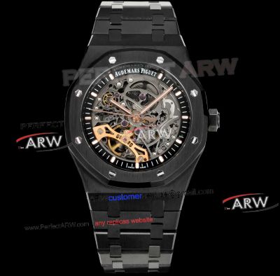 1:1 GR Factory Audemars Piguet Royal Oak Double Balance Wheel Openworked All Black Case Watch